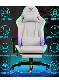 Buy Gaming Chair with LED Light RGB Gaming Chair with Footrest Large Ergonomic Computer Desk Chair Video Game Chair in Saudi Arabia