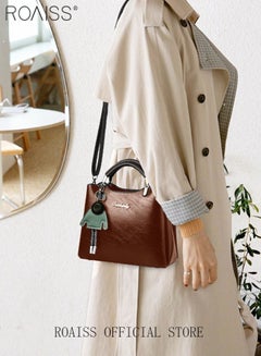 Buy Retro Elegant Handbag Advanced Leather Unique Chic All-match Large Capacity One Shoulder/Crossbody Messenger Bag for Women/Mother/Girl Friend Gift in Saudi Arabia