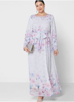 Buy Embellished Floral Printed Dress in UAE