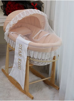 اشتري Baby Moses Basket Cradle With Rocking Stand, Burgundy Color في السعودية