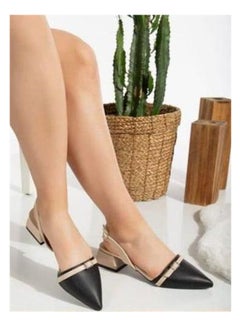 Buy Shoes Mid Heels Leather With Buckle SN-813 - Black-Beige in Egypt