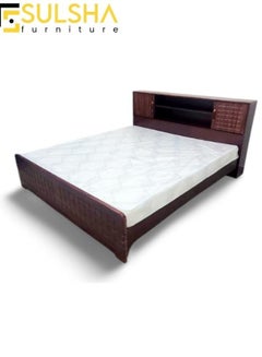 Buy Modern Wooden Bed Queen Size 160x200 cm With Medical Mattress in UAE