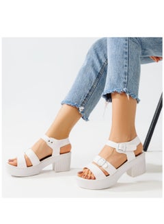 Buy High Quality Leather Protan Sandal With Two Straps On The Front-WHITE in Egypt