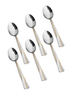 Buy Stainless steel dinner spoon with golden style 6 pieces in Saudi Arabia