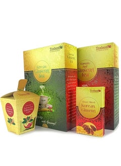 Buy Ginseng Bundle with Korean Red Ginseng Tea (50 sachets) Ginseng Tea  (50 sachets) Ginseng Honey Slice (1 Box) or Glass Double wall Bottle, 0.45L in UAE