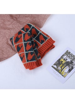 اشتري Kids Winter Knit Scarf Plaid Warm Neck GaiterHoundstooth Black Orange Houndstooth Black Orange في الامارات