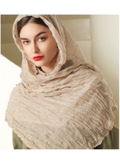 Buy M MIAOYAN Pure color cotton linen silk scarf Muslim scarf Baotou beach sunscreen long scarf shawl 90*180cm in Saudi Arabia