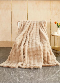 Buy Luxury Plush Throw Blanket Super Soft Cozy Fuzzy Blanket Faux Rabbit Fur Blanket Lightweight Blanket in UAE