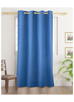 Buy Circles Emboss Blackout Curtains With Groomets - Polyester- Circles Design -Single Window Curtain- Sound, Sunlight And Heat Insulation- 240X140Cm - Blue in UAE