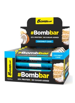 Buy Bombbar Chocolate Covered Protein Bar Coconut Cake 40g 12pcs in UAE