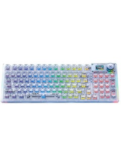 Buy F98 Pro Wireless Mechanical Keyboard with Transparent Keycaps, Hot-swappable, Pre-lubed Crystal Switch, Gasket Structure, RGB Backlit, OLED Screen,BT5.0/2.4G/USB-C Wired Computer Keyboard in UAE