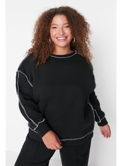 Buy Stitched Thick Rayons Knitted Sweatshirt in Black. in Egypt