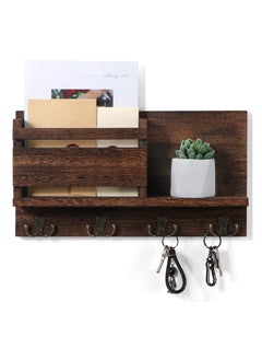 Buy Floating Shelves,Key and Mail Holder for Wall Decorative,Rustic Mail Organizer Wall Mount, Wooden Letter Sorter Organizer with 4 Key Rack Hooks for Hallway Kitchen Farmhouse Decor in Saudi Arabia