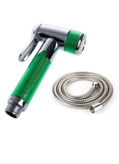 اشتري Stainless Steel Handheld Bidet Spray Shower Shattaf Hose Muslim Shower Kit For Toilet Bathroom 1.2 Meter Pipe Green/Silver في الامارات