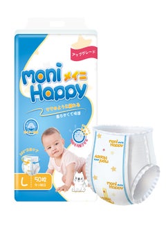 Buy Moni Happy Diapers Daily Care Pants Style Disposable Diapers | Large Size 4 | 9-14Kg | 50 Diapers in UAE