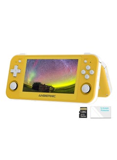 اشتري RG505 Retro Game Handheld Game Console with 128GB TF-card Built-in 3000+ Games, 4.95-inch OLED Touch Screen with Android 12 System, Unisoc Tiger T618 and Compatible with Google Play Store (Yellow) في الامارات