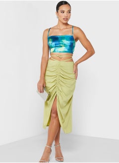 Buy Front Slit Ruched Skirt in UAE