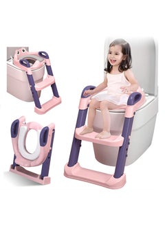 Buy Adjustable Toddler Toilet Potty Chair for Kids Training Seat With Soft Cushion And Sturdy Non-Slip Step Stool Ladder in Saudi Arabia