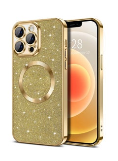 Buy iPhone 12 Pro Case Glitter, Clear Magnetic Phone Cases with Camera Lens Protector [Compatible with MagSafe] Bling Sparkle Plating Soft TPU Shockproof Protective Cover Women Girls in UAE