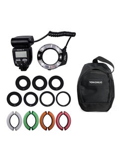 Buy YN14EX II Macro Ring Flash Camera Speedlite GN18 TTL Auto/ Manual Flash 5600K 3s Recycle Time with Carrying Bag 4 Set Color Filters 7pcs Adapter Rings Replacement in UAE