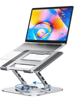 Buy Adjustable Laptop Stand for Desk Ergonomic Riser with 360° Rotating Base Foldable Notebook Computer Holder Compatible MacBook Air Pro Dell XPS More 10-17" Laptops in Saudi Arabia