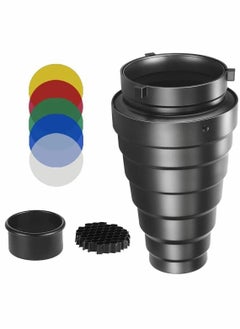 اشتري Snoot, Room Flash Metal Conical Snoot with Honeycomb Grid & 5pcs Color Filter Kit, for Bowens Mount Studio Strobe Monolight في الامارات