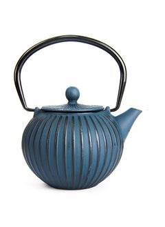 Buy Durable Cast Iron Teapot With Infuser for Loose Tea Coated with Enameled Interior (0.5L) Blue&Black in UAE