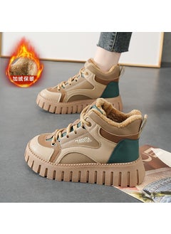 Buy Fleece-lined cotton-padded shoes for women 2023 autumn and winter new shoes for women all-match Martin Boots cold-proof warm high-top casual shoes board shoesKT-2286-2 apricot (upgraded to fleece-lined models) KT-2286-2 apricot (upgraded to fleece-lined models) in UAE