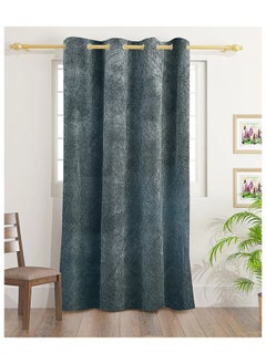 Buy Camila Velvet Copper Print Curtains With Groomets - Polyester-Single Window Curtain- Sound, Sunlight And Heat Insulation- 260X140Cm - Olive in UAE