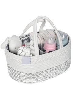 Buy Baby Diaper Caddy Organizer Nursery Storage Basket for Boys Girls Cotton Rope Diaper Storage Basket Large Bag Car Bassinet with Removable Inserts Nursery Storage Bin in UAE