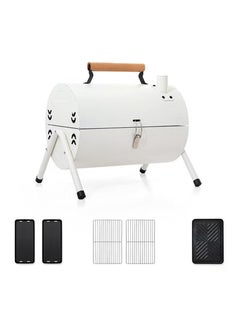 Buy Portable Charcoal Grill With Cover And Chimney，Double Sided Barbecue,Tabletop BBQ Grill For Outdoor Camping Backyard Party Cooking ,White in UAE