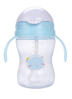 Buy Baby Sippy Cups For 6 Months +,  260ml Baby Cup with Weighted Straw and Easy Grip Handles, Kids Water Bottle with Simple Flip Lid, 360 Degree Spill Proof Toddler Cup (Blue) in UAE