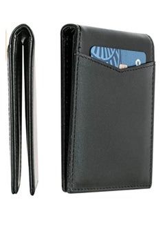 Buy Men's Genuine Leather Wallet  RFID Blocking Wallet for Men Bifold Wallet  6 Card Slots, 1 ID Window Black in UAE