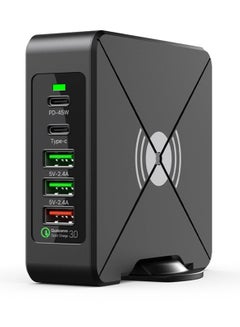 Buy 75W Smart Multi-Ports USB Charging Station, HUB Wireless Charger Station, Portable Desktop USB C Charging Station, Laptop Power Bank QC3.0 Type C PD Phone Chargers Station in UAE