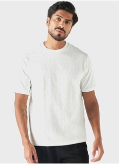 Buy Textured Crew Neck T-Shirt in UAE