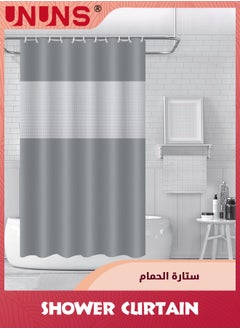 Buy Shower Curtain,Grey Long Shower Curtain With Visual Window And 12 Hooks For Bathroom Hotel Grade,72x72inch Waterproof Repellent Bathroom Curtain Gray in Saudi Arabia