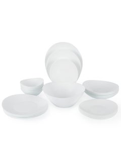 اشتري LIFE SMILE Dinner Set - 26-Piece Opal Tableware for 6, Lightweight Glass Plates and Bowls, Oval Design, Safe for Microwave and Dishwasher, Durable and Resistant to Breaks and Cracks في الامارات