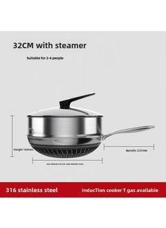 Buy 316 Stainless Steel Honeycomb Wok Nonstick [32cm] glass cover steamer in Saudi Arabia