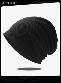 اشتري Slouch Beanie Hat for Men Women Stretchy Skull Cap Soft Spring Autumn Warm Daily Outdoor Cuffed Hats Unisex Comfortable Beanie Black في السعودية