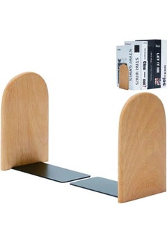 Buy Book Ends Shelf 1 Pairs Wood Bookends, Heavy Duty Book Holders, Wooden Book Stopper, Anti Slip Book Stand Holder, for Home, Office, School, Library (Round Head) in UAE