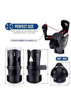 اشتري Universal Car Cup Holder with Adjustable Food  Drink Organizer Expandable Car Organizer Best Product Supplier في مصر