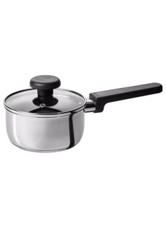 Buy Saucepan With Lid Non Stick Coating Clear Glass And Stainless Steel 1 L in Saudi Arabia