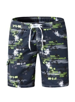 Buy Men's Printed Letters Beach Casual Shorts Swimwear Summer Green in Saudi Arabia