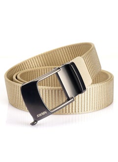 Buy New Mens Casual Simple Nylon Braided Belt New Design Automatic Buckle Toothless Adjustable Cuttable BeltKhaki Khaki in Saudi Arabia