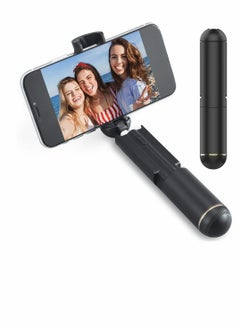 اشتري Bluetooth Selfie Stick Lightweight Aluminum Extendable Compact Design Compatible with iPhone 12 11 Pro Max XS XR في الامارات