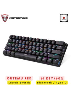 Buy RGB Backlight 61-Key Mechanical Gaming Keyboard NKRO Anti-Ghosting 60% Mech Keeb Bluetooth USB Type-C Wired Dual-Mode - Black Outemu Red Switch in UAE
