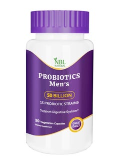 Buy NBL Natural Probiotics for Men 50 Billion CFU 15 Probiotics + Organic Prebiotic Fiber for Digestive, Colon & Daily Gas Relief, 30 Capsules in Saudi Arabia