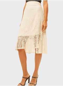 Buy Mesh Detail High Waist Skirt in UAE