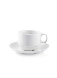 Buy Ivory Porcelain Coffee and Tea Cup & Saucer 230 ml in UAE