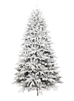 Buy Christmas Tree Thick Falling Snow Christmas Tree White Flocking 8FT Xmas Tree PE PVC Material Christmas Tree with 1300 Branch Tips and Metal Foldable Stand in UAE